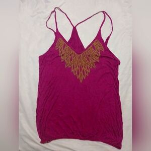 Women's Pink Top with Gold Embroidery